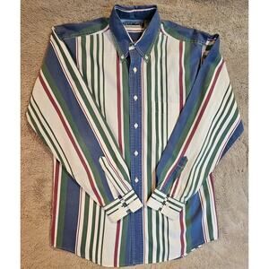 LL Bean Vintage  1980's Button Down Shirt, Striped, Mens Sz S, 100% Cotton, Rare